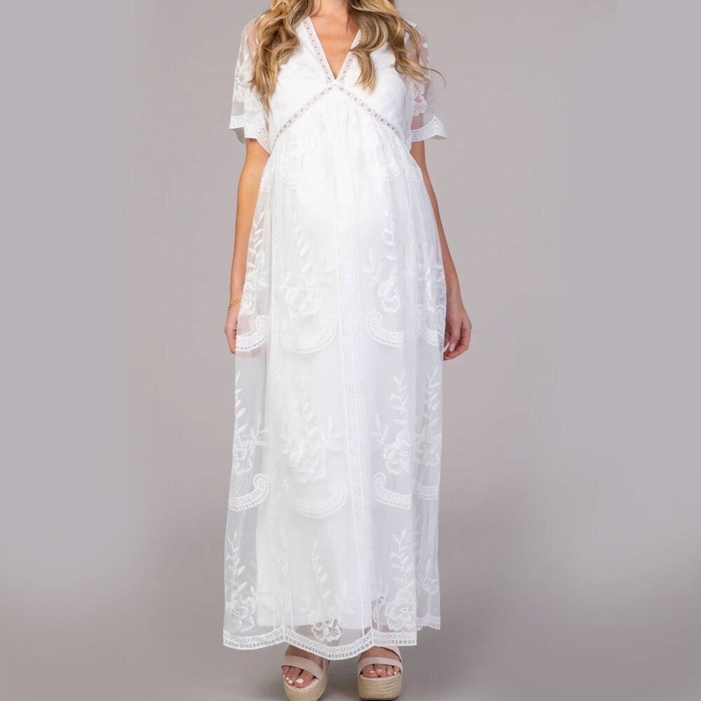 Pinkblush White Embroidered Maxi Dress